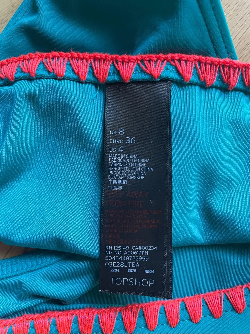 Topshop Teal Bikini Bottoms with Coral Crochet Trim